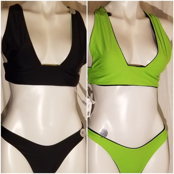 BNWT FULLY REVERSIBLE BIKINI BOTTOM BLK NEON GREEN - Picture 6 of 7